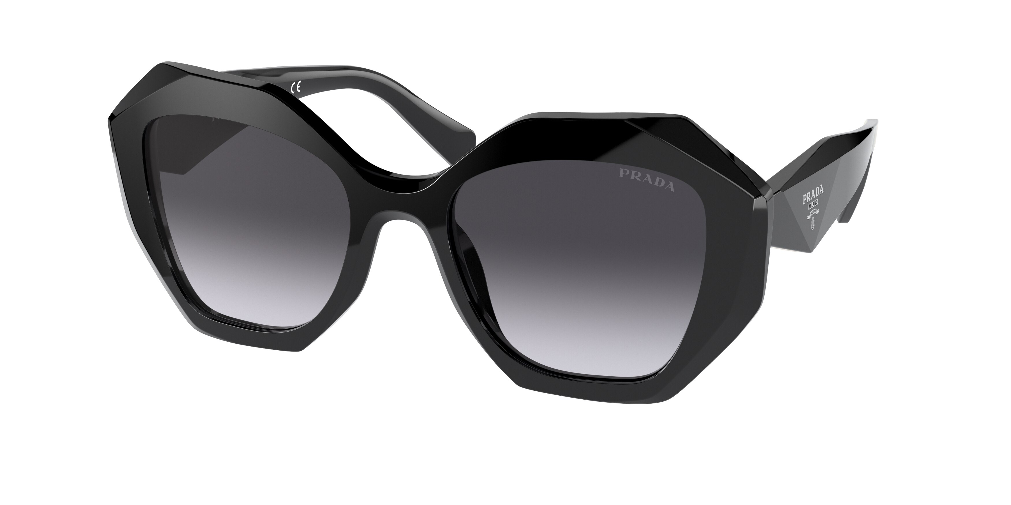Prada Damen Pr 16WS 1AB5D1 Sonnenbrillen Acetat Schwarz Grau Geometrisch Normal Schattiert-image